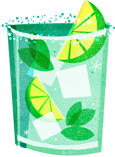 Risograph Print Mint Mojito