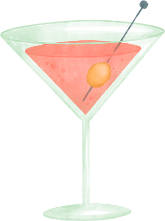 Watercolor Martini Drink